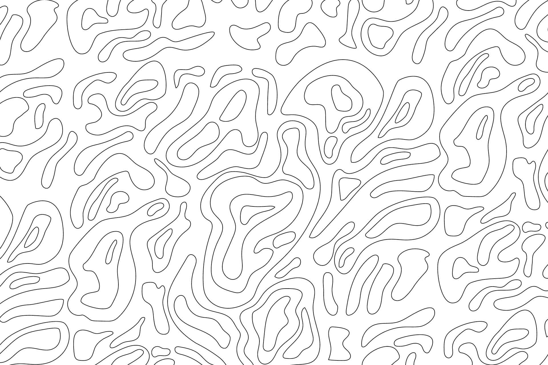Abstract black and white pattern with organic, wavy lines